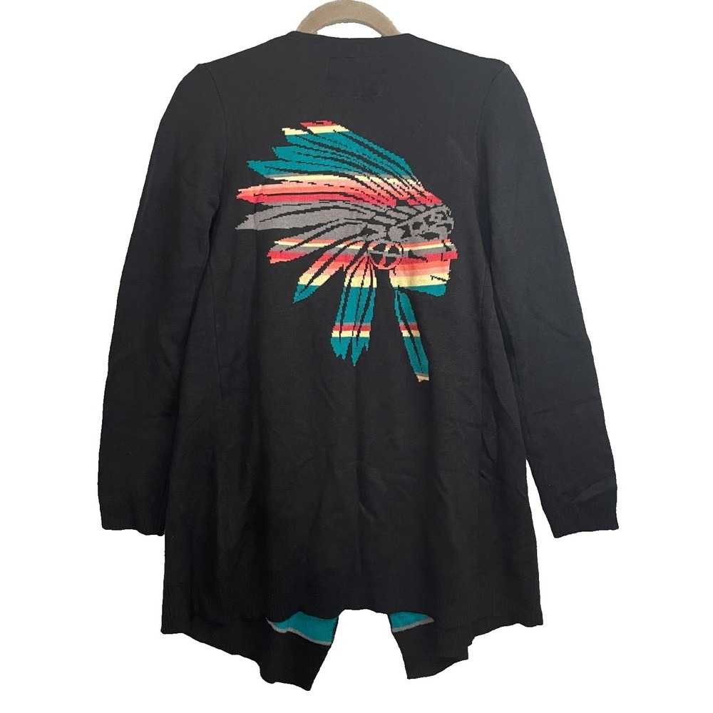 Powder River Outfitters Panhandle Slim Cardigan Small Black American Indian Boho